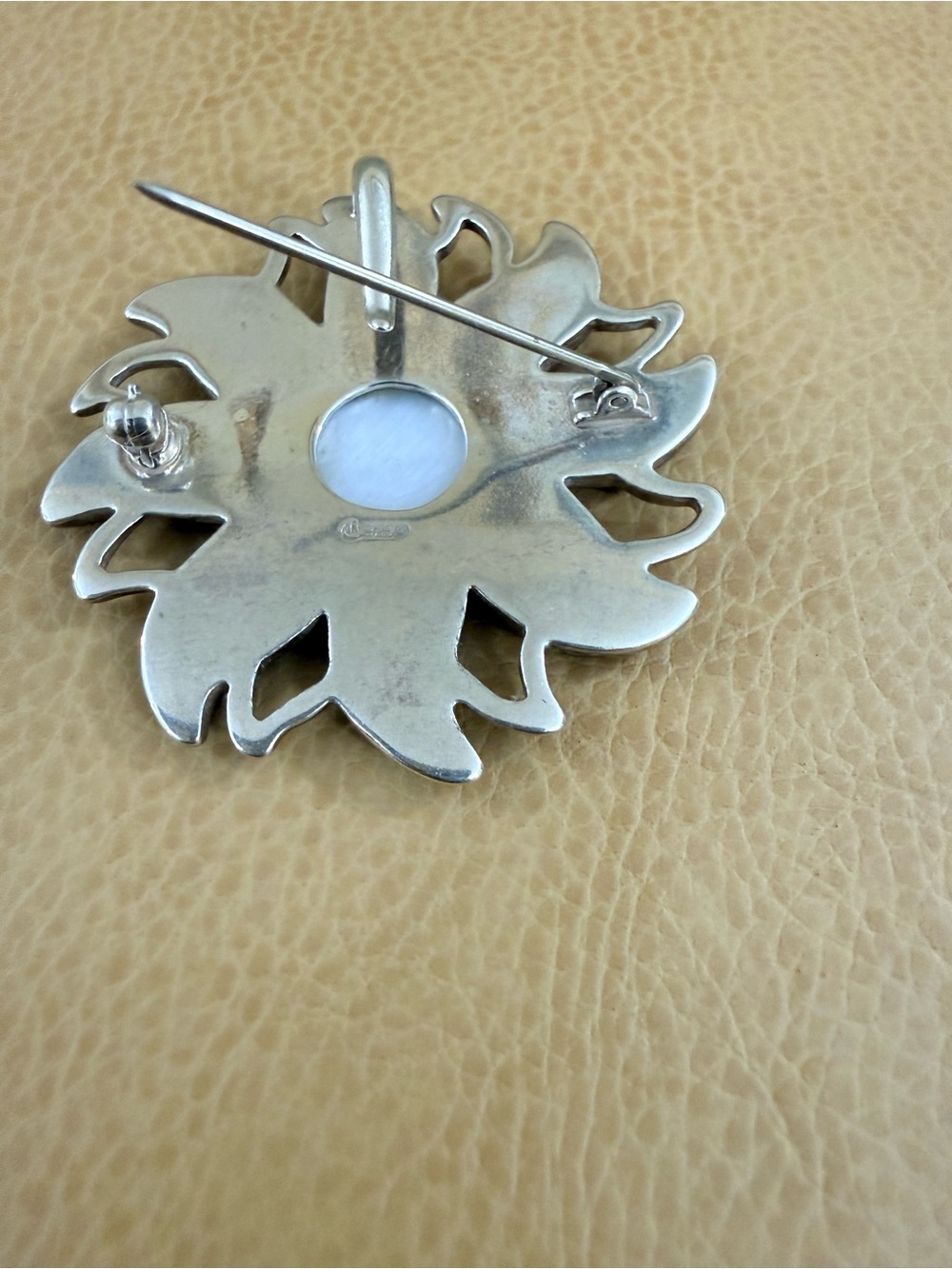 Carolyn pollack Sun vintage brooch pendant. 925 sterling silver, Mother-of-pearl - Picture 5 of 6